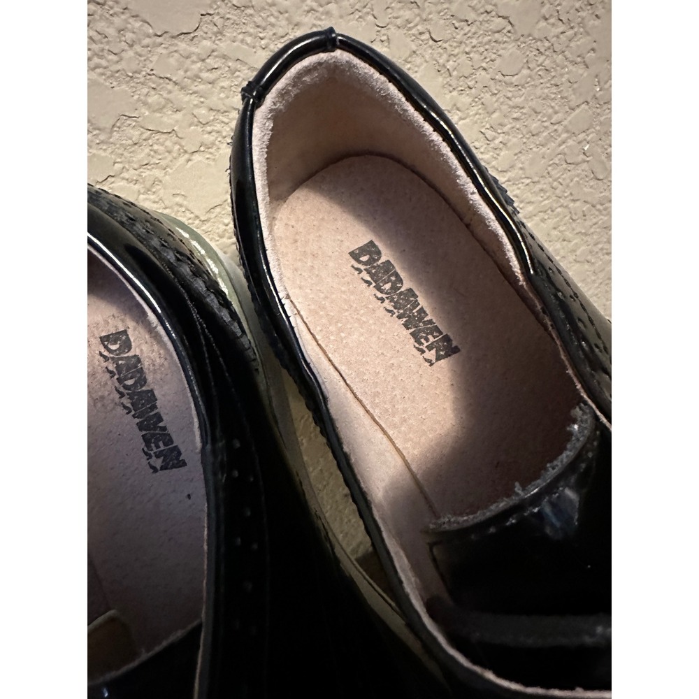 Dadawen Womens Black Patent Wingtip Platform Oxford Shoes Size 7 Brogue - Picture 14 of 15